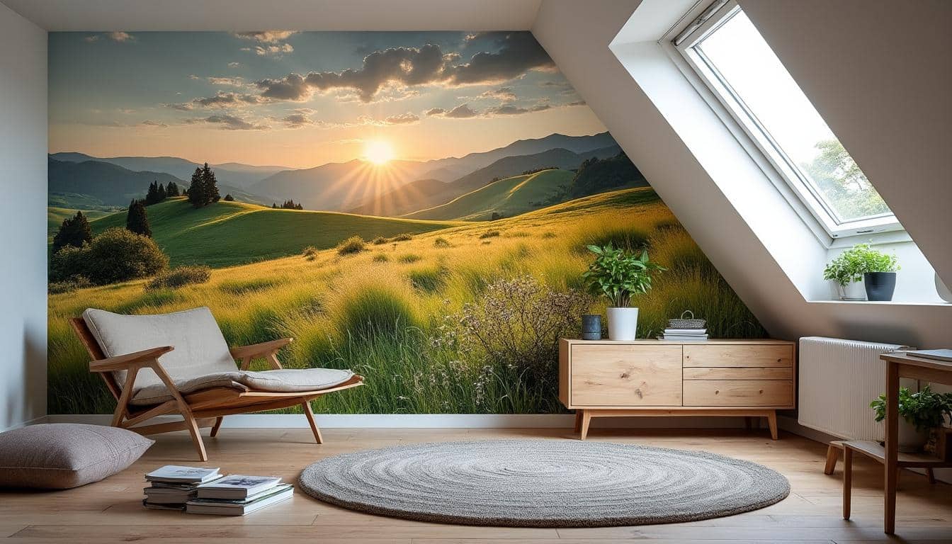 Illustration: Définition et usages du papier peint panoramique sous pente