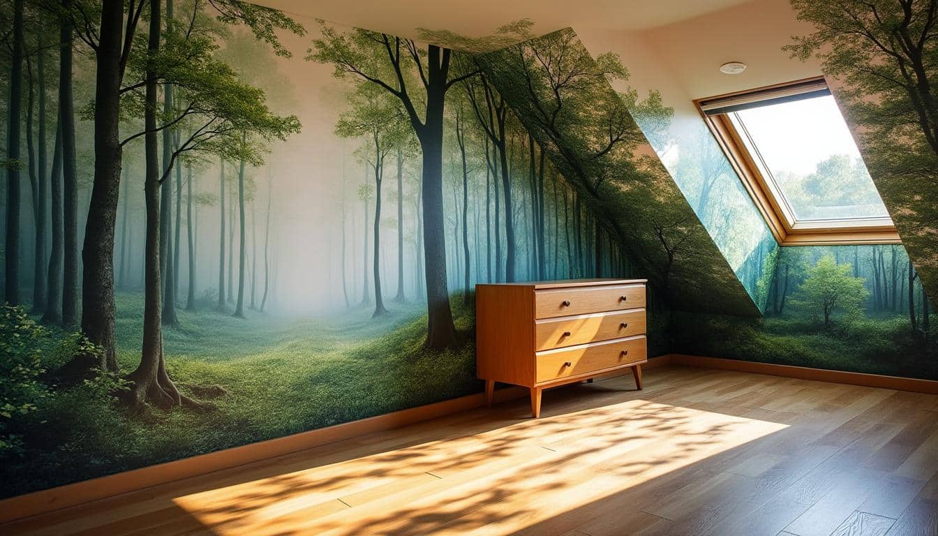 Sublimer un espace avec du papier peint panoramique sous pente