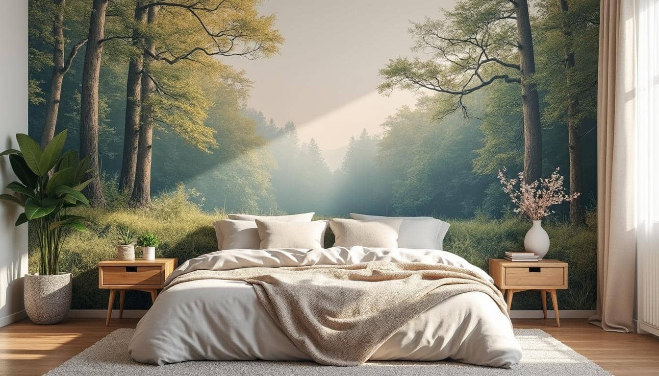 Illustration: Définition et spécificités du papier peint panoramique tendance pour la chambre